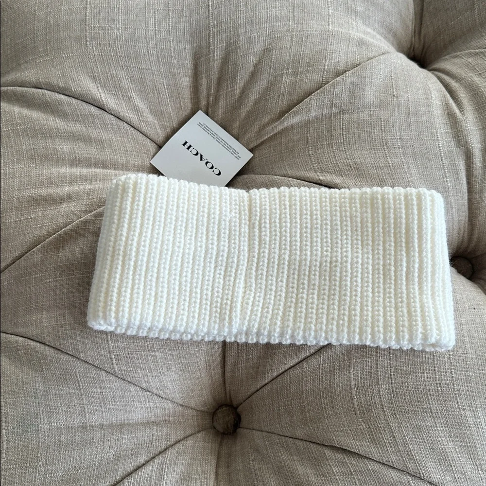 Coach White Knit Headband